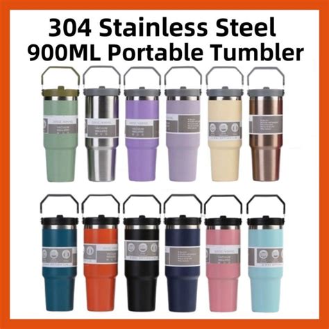 Botol Air Bekas Flusk Stainless Steel Handheld Thermos Insulated Vacuum Tumbler Hot Cold Mugater