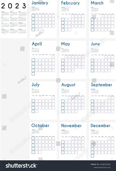 Vector Illustration Calendar Year Months 2023 Stock Vector (Royalty ...