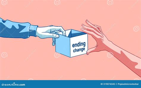 A Box is Being Opened by Two Hands, with the Words "ending Change ...