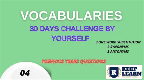 Vocabularies Days Challenge By Yourself Class For Ssc Dsssb