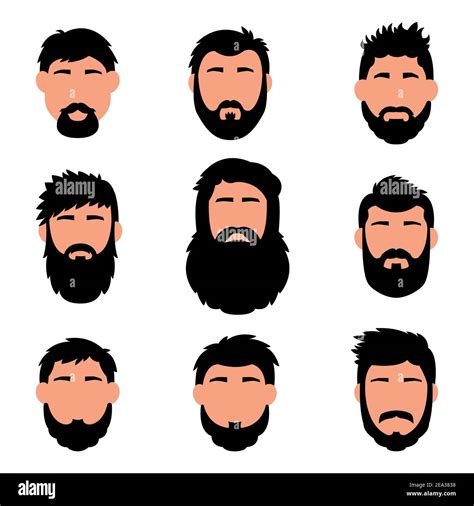 Cartoon hair, beard and face. Sleek style. Vector men s hairstyle ...