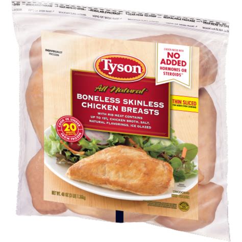 Tyson® All Natural Boneless Skinless Chicken Breasts 3 Lb King Soopers