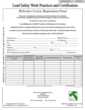 Fillable Online Refresher Course Registration Form Kbiwcf Fax