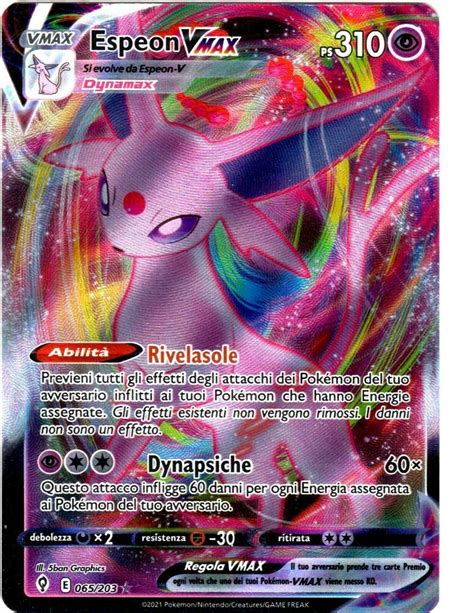 POKEMON ESPEON VMAX 065 203 FULL ART ULTRA RARA HOLO EVOLUZIONI ETEREE