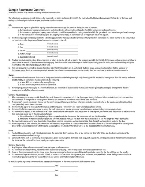 40 Free Roommate Agreement Templates And Forms Word Pdf