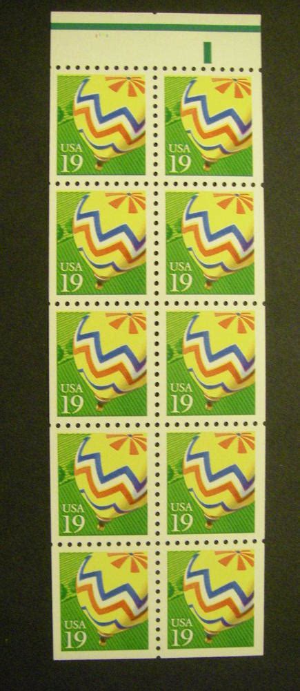 Scott 2530a 19c Balloon UNFOLDED Pane Of 10 Perf Hole Tab MNH