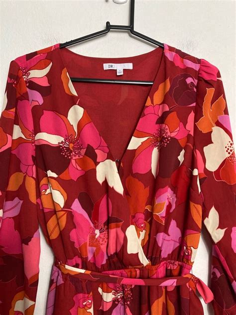 DR2 BY DANIEL RAINN Faux Wrap 3 4 Sleeve Dress In Red Women Size Small