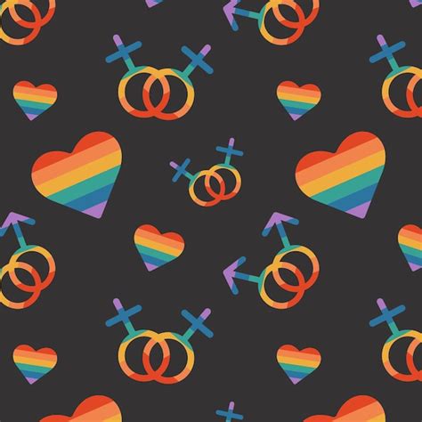 Premium Vector Seamless Pattern With Rainbow Flag Elements Gender