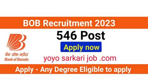 Bank Of Baroda Recruitment 2023 Apply Online 546 Post YoYo Sarkari