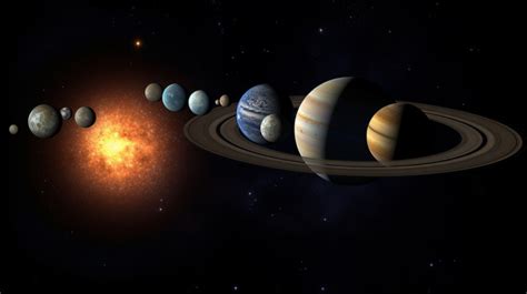 Space With Planets In Orbit Around The Sun Background 3d Illustration