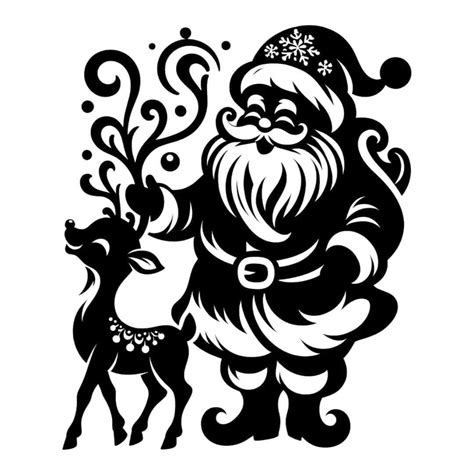 Santa and Reindeer Silhouette