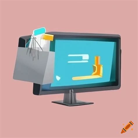 Digital Illustration Of Online Shopping With Two Computer Monitors And