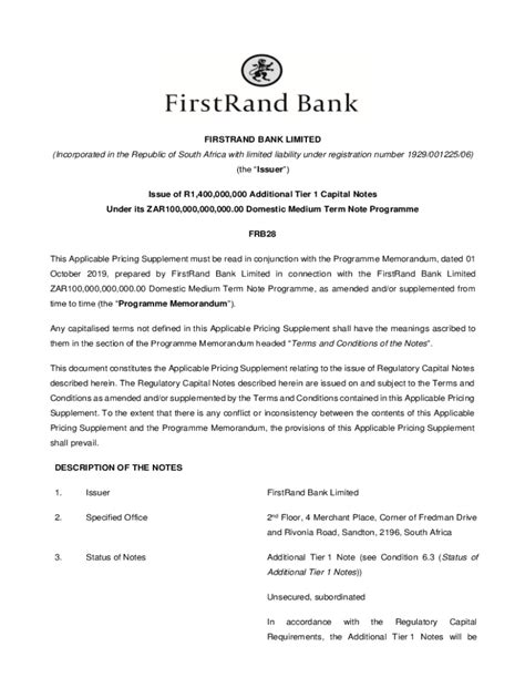 Fillable Online Firstrand Bank Limited JSE Client Portal Fax Email