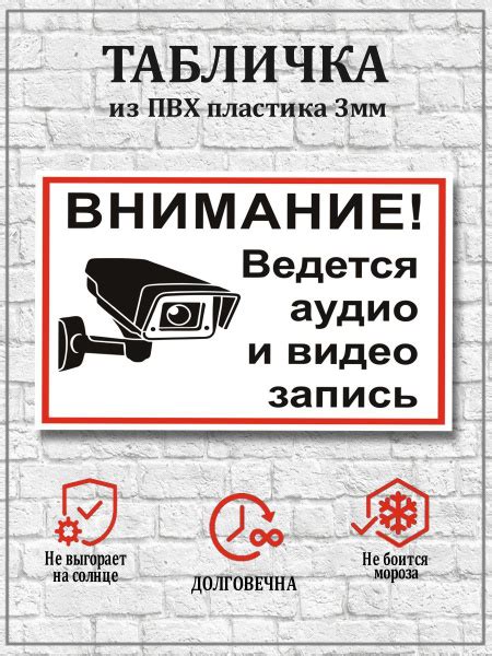 Табличка "Внимание! Ведется аудио и видео запись" №9 - 30х21 см., 30 см ...