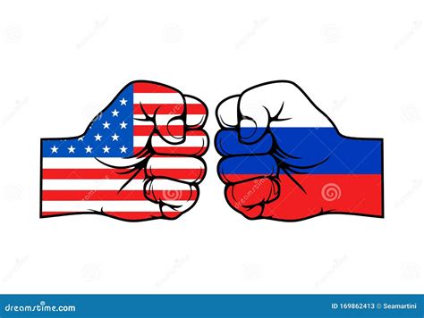 Fists Of American And Russian Usa Vs Russia Stock Vector