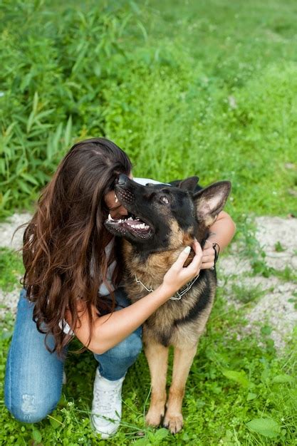 Premium Photo The Girl And Her Gorgeous German Shepherd