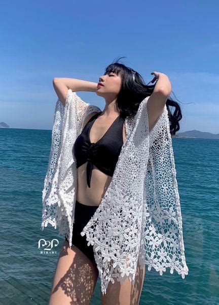 Đồ bơi Bikini mảnh quần lưng cao màu đen P P Bikini Thương hiệu đồ bơi nữ đồ bơi nam