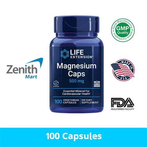 Life Extension Magnesium Caps 500 mg – 100 Capsules - Zenith Mart