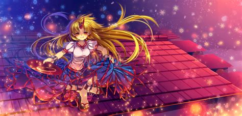 Blonde Hair Capura Lin Dress Hoshiguma Yuugi Long Hair Red Eyes Touhou R Konachan