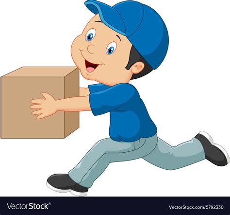 Cartoon A Delivery Man Holding Box Royalty Free Vector Image