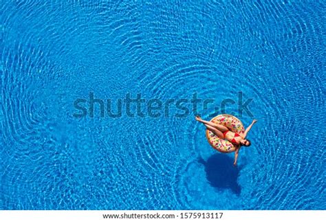 Aerial View Woman Red Bikini Lying Stock Photo 1575913117 Shutterstock
