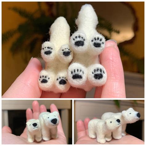 I Needle Felted A Couple Tiny Polar Bears Complete With Toe Beans 💗