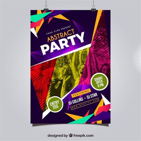 Free Vector Abstract Party Poster With Geometric Style