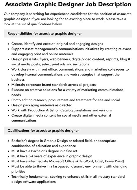 Associate Graphic Designer Job Description Velvet Jobs