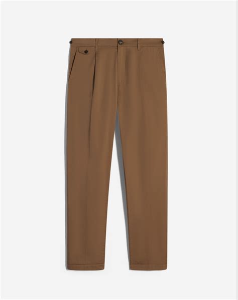 Men S Camel Cotton Silk Single Pleat Chinos Dunhill AU Online Store