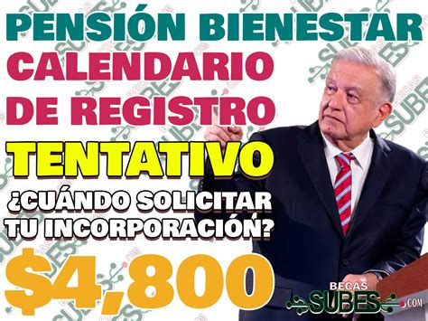 Calendario De Registro TENTATIVO Para Pensionados Del Bienestar