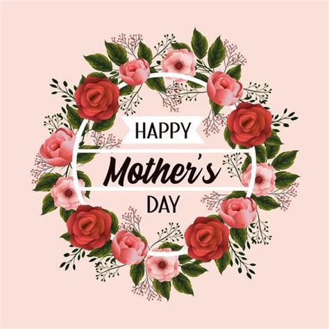 Mothers Day Celebration Wreath With Flowers 669714 Vector Art At Vecteezy