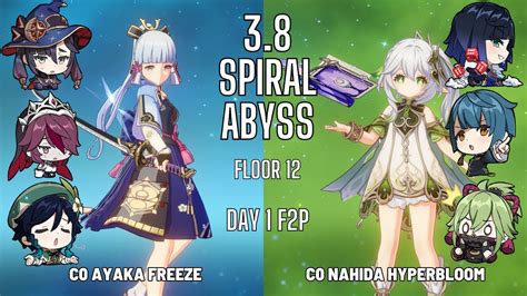 NEW 3 8 Spiral Abyss Floor 12 9 Star Ayaka Freeze Nahida Hyperbloom