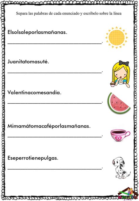 Ejercicios Para Separar Palabras En Oraciones Segmentacion De