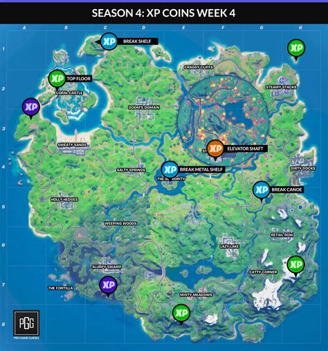 Fortnite Season 4 XP Coins Locations Maps For All Weeks Pro Game