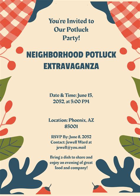 Free Potluck Templates to Edit Online