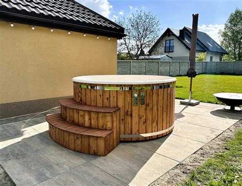 Balia Bania Jacuzzi Ogrodowe Hot Tub Cm Kompozyt Piec Na Drewno