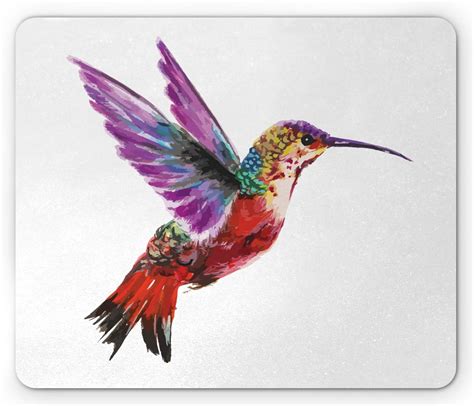 sodnz Mousepad Colibrí Acuarela Ilustrado Trópico Exótico Ave Voladora