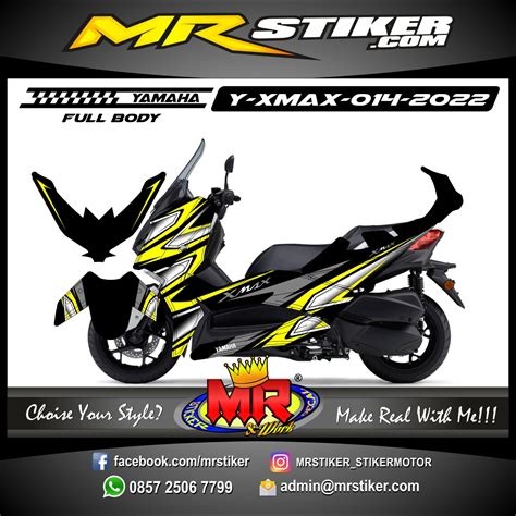 Stiker Motor Decal Yamaha Xmax Line Graphic Yellow Curve Sporty Decal