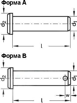 DIN 1436. Палец цилиндрический плоской головкой большого диаметра.