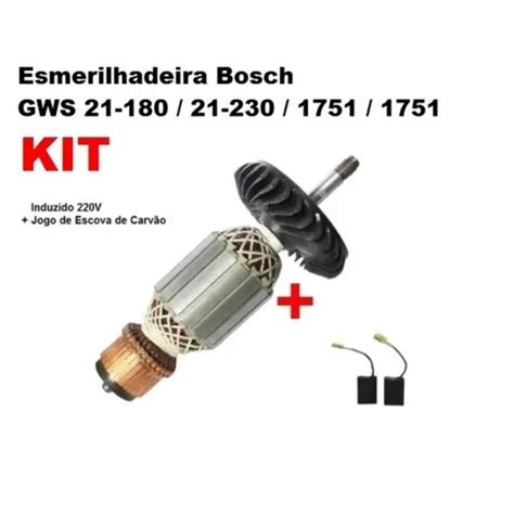 Induzido 220v Par De Escovas Para Esmerilhadeira Bosch Gws 21 180