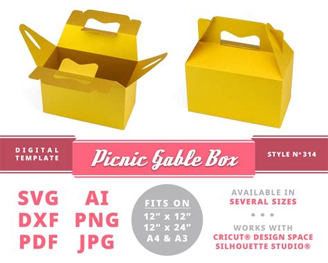 PICNIC GABLE BOX Svg Instant Download Printable Digital Box Template ...