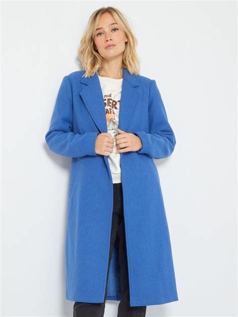 Manteau long coloré en laine Bleu Kiabi 45 00