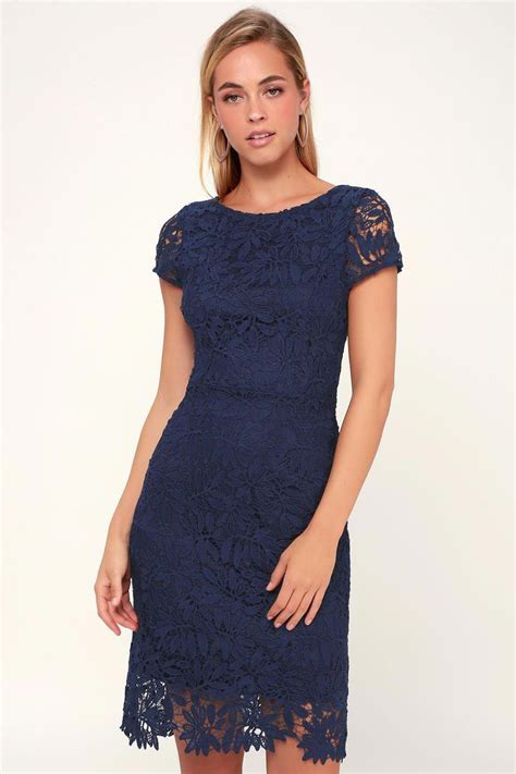 Right Sheer Right Now Navy Blue Lace Bodycon Dress