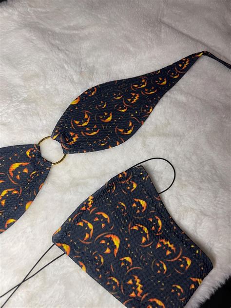 Halloween Micro Bikini Stripper Outfit Bandeau Micro Bikini Jack O Lantern Exotic Dance Wear Etsy