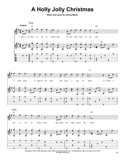 A Holly Jolly Christmas by Johnny Marks - Solo Guitar - Guitar Instructor