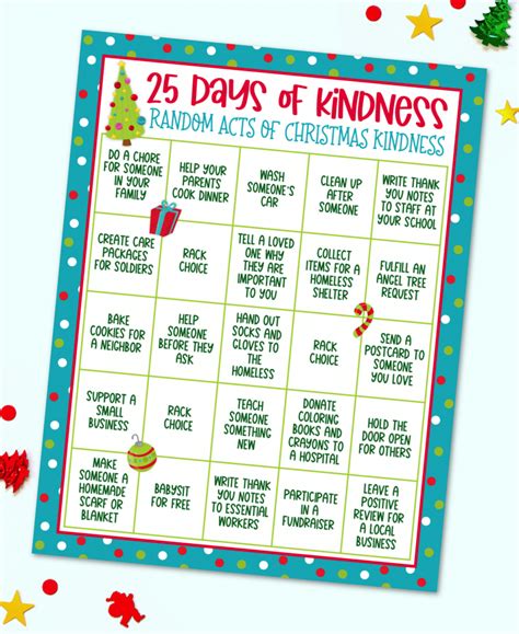 Random Acts Of Kindness Advent Calendar Free Printable