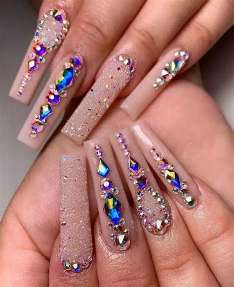 44 Lovely Long Nail Designs With Diamonds 2024