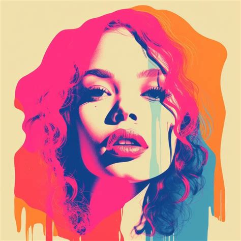 premium photo  pop art style portrait   woman  colorful paint
