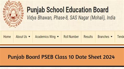 Pseb 10th Exam Date Sheet 2024 Download Pseb Time Table Pdf