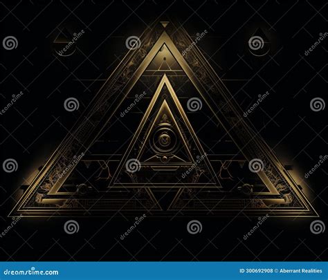 A Golden Triangle On A Black Background Stock Illustration